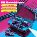 M19 Wireless Earbuds 5.1 Bluetooth Headphones Touch Control with Wireless Charging Case IPX8 Waterproof TWS Stereo Earphones in-Ear Built-in Mic Headset