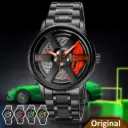 Inspired by sk adjust Stainless Steel Watches for Men-Waterproof Stainless Steel Japanese Quartz Wrist Watch Sports Men's Watches-Car Wheel Rim Hub SKMEI 1787