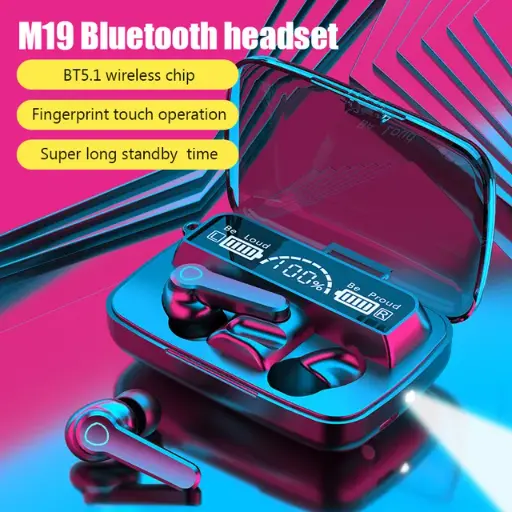 M19 Wireless Earbuds 5.1 Bluetooth Headphones Touch Control with Wireless Charging Case IPX8 Waterproof TWS Stereo Earphones in-Ear Built-in Mic Headset